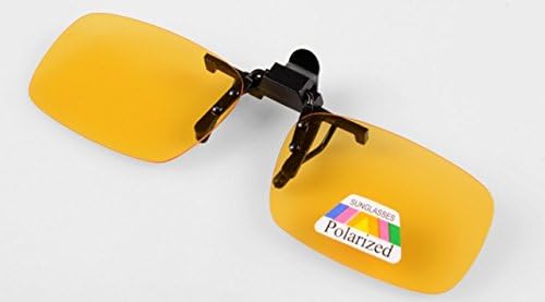 Polarized Polarised Clip on Sunglasses Lens Reduce Glare and Protect From UVA and UVB Rays. (Yellow, Large: Lens 60 mm long x 38 mm high)