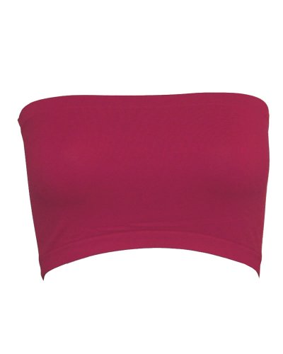 Seamless Bandeau Strapless Tube Top Bra Fuchsia Color