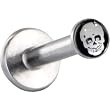 Surgical Steel Black and White Skull Logo Push In Labret