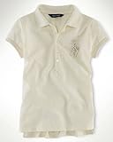 Ralph Lauren Sparkling Beaded Big Pony Polo Girl's Shirt Herbal White Milk Size M 8/10