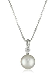 TARA Pearls "Dancing Diamond" 10X11mm White South Sea Pearl 18K White Gold Pendant Necklace
