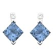 14K White Gold London Blue Topaz and Diamond Earrings