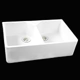 Barclay Products Limited FS31 Fireclay 31 in. Double Bowl Apron Front Kitchen Sink