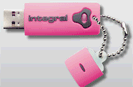 Integral USB Splash Drive,USB 2.0, 4GB, Pink,Shock and Water Resistant