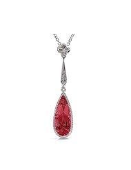 6.72Ct Pear Cut Ruby & VS Diamond Accented Pendant 14K Gold