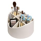 Cream DESK ORGANIZER make up brush holder Rotating Storage Caddy