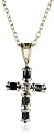 18k Gold Overlay Sterling Silver Sapphire and Diamond-Accent Cross Pendant, 18"