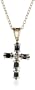 18k Gold Plated Sterling Silver Sapphire and Diamond-Accent Cross Pendant, 18"