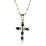 18k Gold Overlay Sterling Silver Sapphire and Diamond-Accent Cross Pendant, 18"