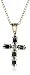 Jewelry : 18k Gold Overlay Sterling Silver Sapphire and Diamond-Accent Cross Pendant, 18"