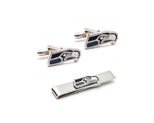 NFL Seattle Seahawks Cufflinks and Tie Bar Gift Set