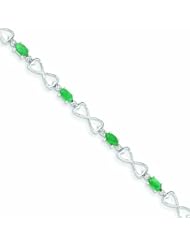 2.5 Carat 14K White Gold w/ Diamond and Emerald Gemstone Bracelet