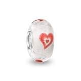 Bling Jewelry Glow in the Dark Red Heart Murano Glass Bead Sterling Silver Fits Pandora