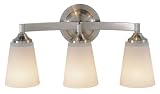 Murray Feiss VS9403-BS Three-Light Paris Moderne Collection Vanity Strip, Brushed Steel with White Opal Etch Glass Shades