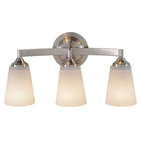 Murray Feiss VS9403-BS Three-Light Paris Moderne Collection Vanity Strip, Brushed Steel with White Opal Etch Glass Shades