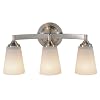 Murray Feiss VS9403-BS Three-Light Paris Moderne Collection Vanity Strip, Brushed Steel with White Opal Etch Glass Shades