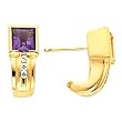 14K Yellow Gold Amethyst and Diamond "J" Earrings