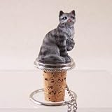 Silver Tabby Cat Bottle Stopper