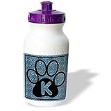 Doreen Erhardt Monogrammed Collection - Letter K Blue Cheetah Print Cat Paw - Water Bottles