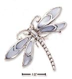 Sterling Silver Dragonfly Pin With Mother Of Pearl Wings