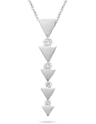 0.18 Cts Diamond Journey Pendant in 18K White Gold