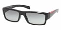 Prada Sport PS05IS 1AB3M1 Sunglasses Black+Black Rubber Frame With Gray Gradient Lens Size 55-18-135
