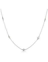 Black Colored Sterling Silver Small Round Cubic Zirconia Station Necklace