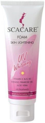 Scacare Facial Foam Uv Whitening Skin Lightening Aloe Vera ,Evening Primrose Oil 100 G.
