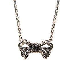 Sterling Silver Marcasite Bow Necklace