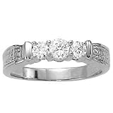 18K White Gold Three-Stone Diamond Ring