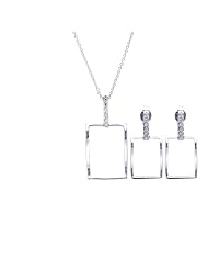 Nickel Free Sterling Silver Pendant & Earring Sets Open Square Set