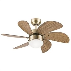 Westinghouse 78248 Turbo Swirl Single-Light 30-Inch Six-Blade Ceiling Fan, Antique Brass with Frosted Globe