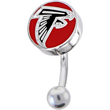 NFL Logo TOP Mount CURVED Belly Ring - Atlanta Falcons