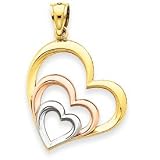 14k Gold Two-tone and Rhodium Heart Pendant