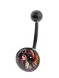Genuine Ed Hardy Anodized Black Belly Ring - Indian Logo in 10mm - 14 Gauge - 5mm Ball - Sold Individually