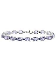 19 3/4 Carat Lavender Amethyst & Sapphire Sterling Silver Bracelet w/ Lobster Clasp
