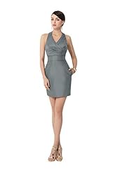 Sexy  Lace Ruched Backless Polyester/Satin Halter Sleeveless Cocktail Above the Knee Short Party Dress/Wedding Dress/Mini Dress  With a Bow(s) and a Sash 