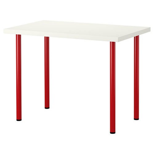 New Ikea Computer Desk Table Multiuse White with Red Legs jhzfkjsgkjhgh