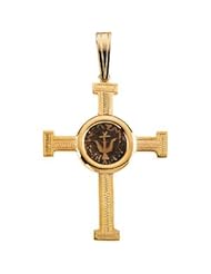 14K Yellow Gold Engraved Cross Pendant With WidowS Mite Coin by US Gems