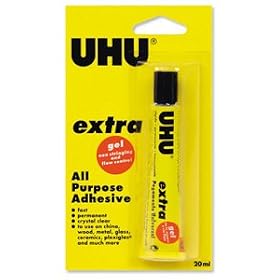UHU Extra All Purpose Gel Glue for vertical Surfaces and Crafts in Tube 20ml Ref 40253