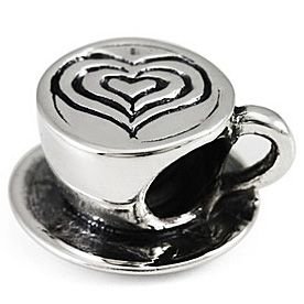 Authentic OHM Love My Latte Coffee Cup 925 Sterling Silver Bead fits European Charm Bracelet