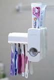 White Automated Vacuum Toothpaste Dispenser & Toothbrush Holder Set, Cleaner Bathroom (Comes in Retail Packaging, instructions included, Toothbrush/Toothpaste not included)