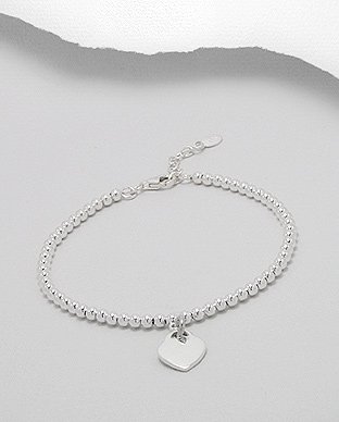 Bracelet En Argent Avec Charm En Forme De Coeur(17.5cm-20cm)-Pour 