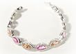 Two Tone Marquise CZ Framed by White CZ Silver Bracelet