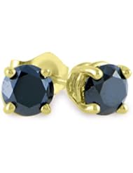 14k Yellow Gold Black Diamond Studs (2 ct.tw)