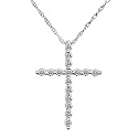 14k White or Yellow Gold Diamond Shared-Prong Cross Pendant (1/4 cttw, H-I Color, I2-I3 Clarity), 18"