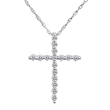 14k White or Yellow Gold Diamond Shared-Prong Cross Pendant (1/4 cttw, H-I Color, I2-I3 Clarity), 18