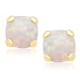 10k Yellow Gold Cabochon Cushion Cut Created Opal Stud Earrings