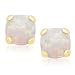 10k Yellow Gold Cabochon Cushion Cut Created Opal Stud Earrings