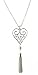 Necklace - N205 - Heart with Tassel Pendant ~ Silver Tone